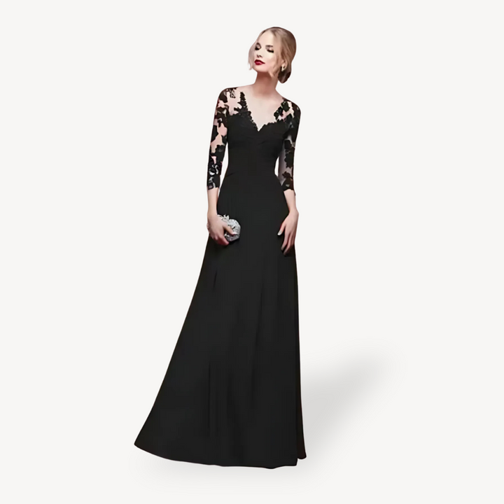 Womens Maxi Dress Lace Long Sleeve