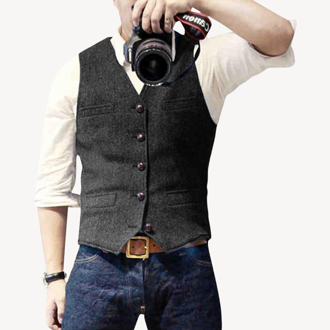 Mens Wool Vest Buttoned Front