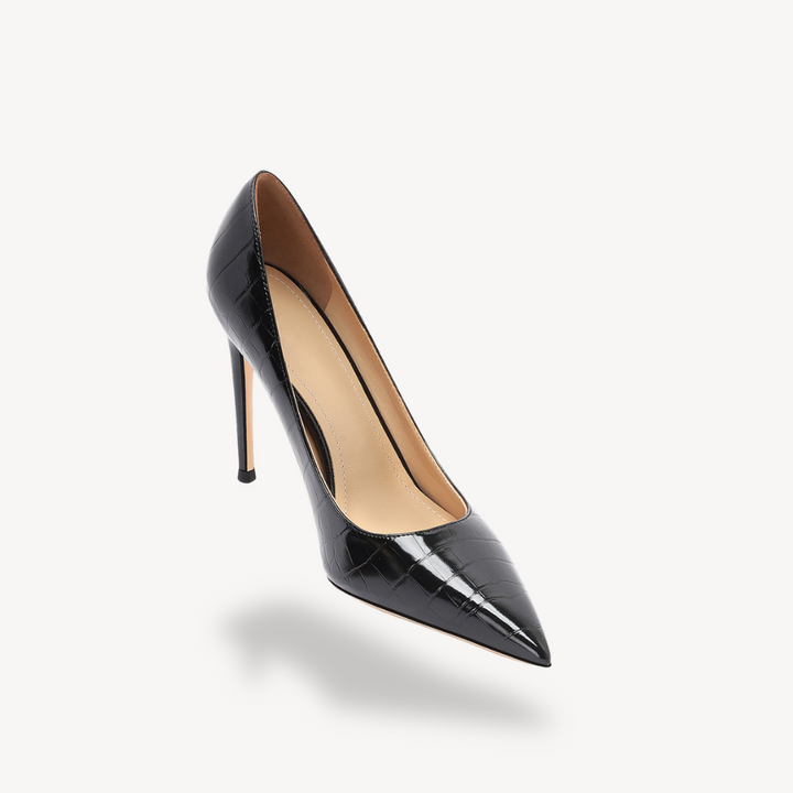 Womens Orthopedic Pointed Heels Croc-Embossed Design