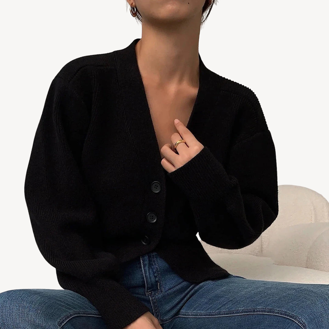 Womens Ribbed Cardigan Sweater with V-Neck - BritishMode
