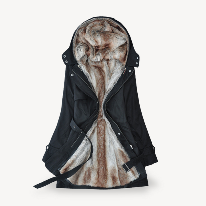 Womens Parka Jacket with Faux Fur Lining