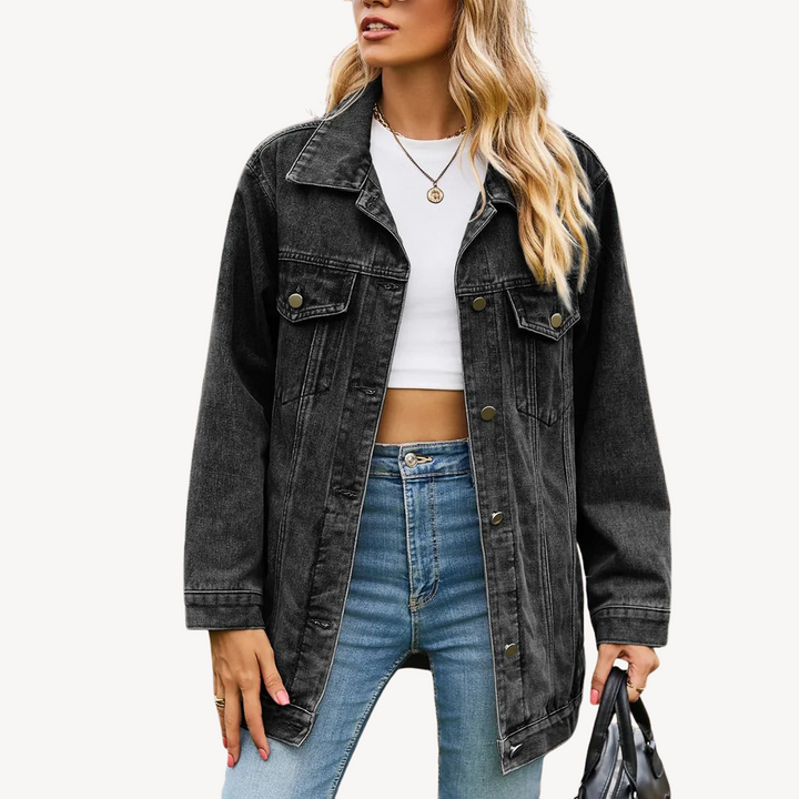 Womens Denim Jacket Button-Up Fit - BritishMode