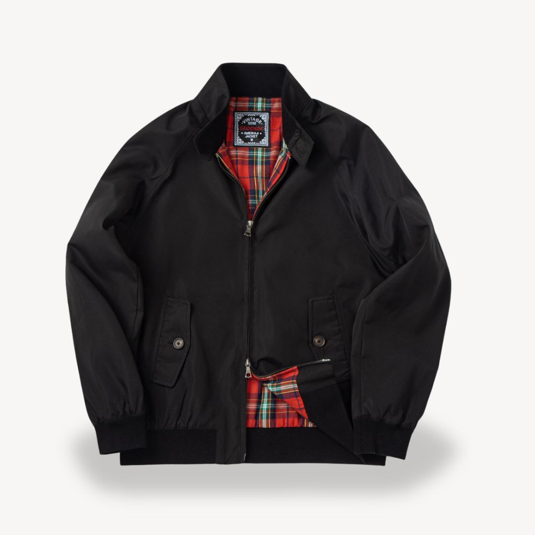 Mens Harrington Jacket with Plaid Lining Classic Fit