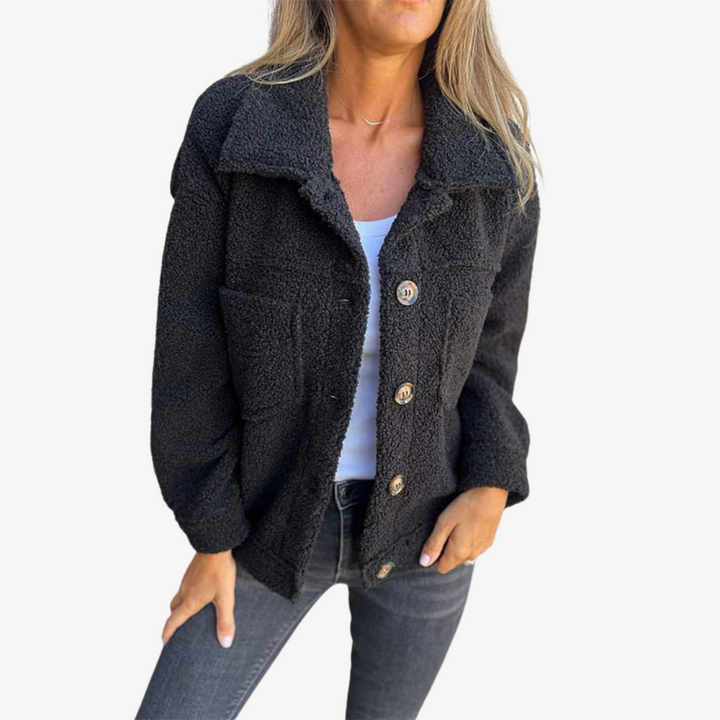 Womens Jacket Teddy Fleece Button Front - BritishMode