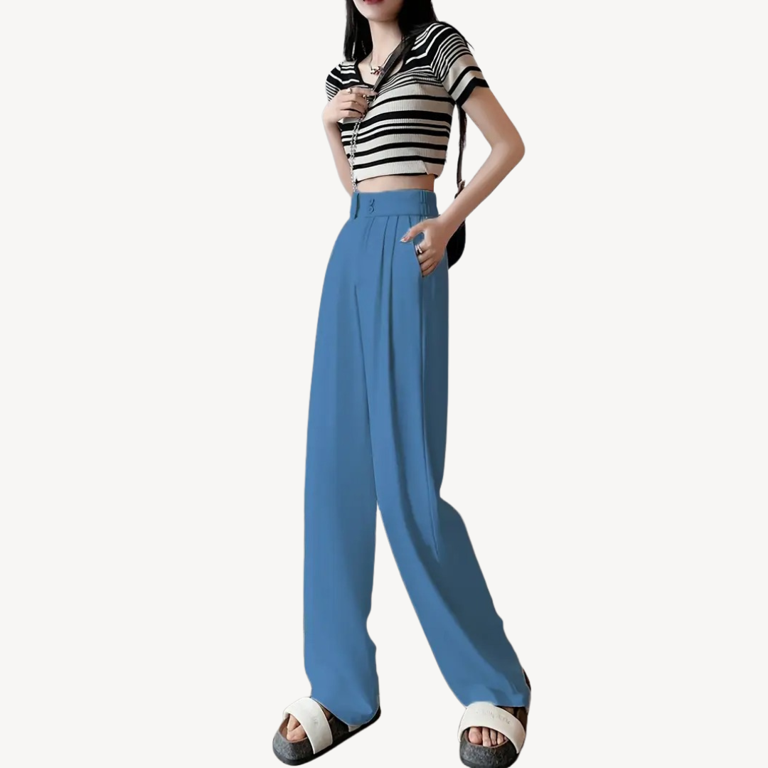 Womens Wide-Leg Pleated Pants Relaxed Fit