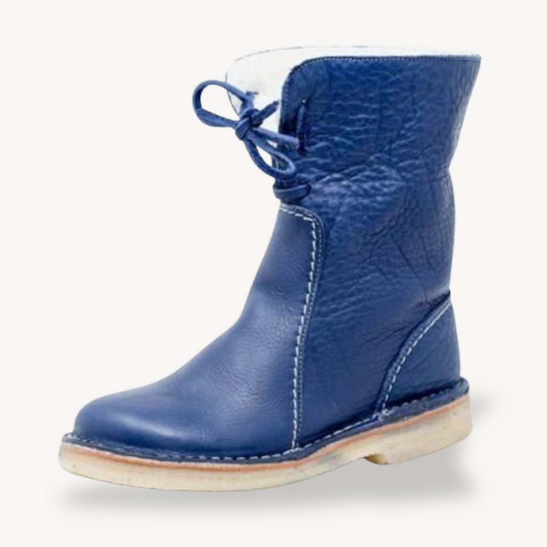 Womens Orthopedic Leather Ankle Boots Adjustable Lace-Up