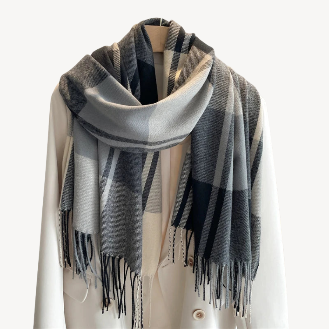 Womens Wool Scarf Plaid Pattern Soft Warm