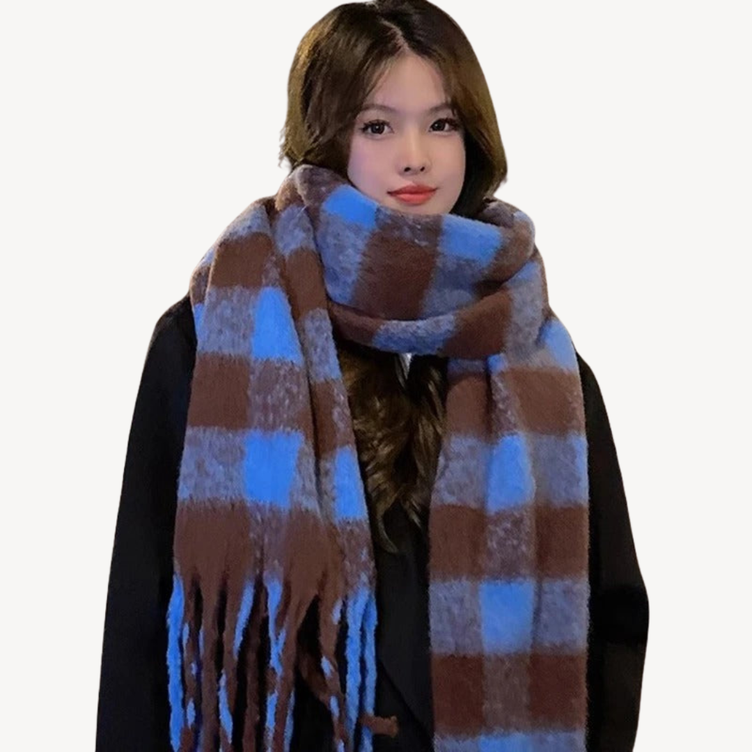 Unisex Wool Scarf Plaid Pattern
