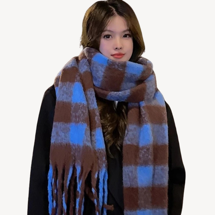 Unisex Wool Scarf Plaid Pattern