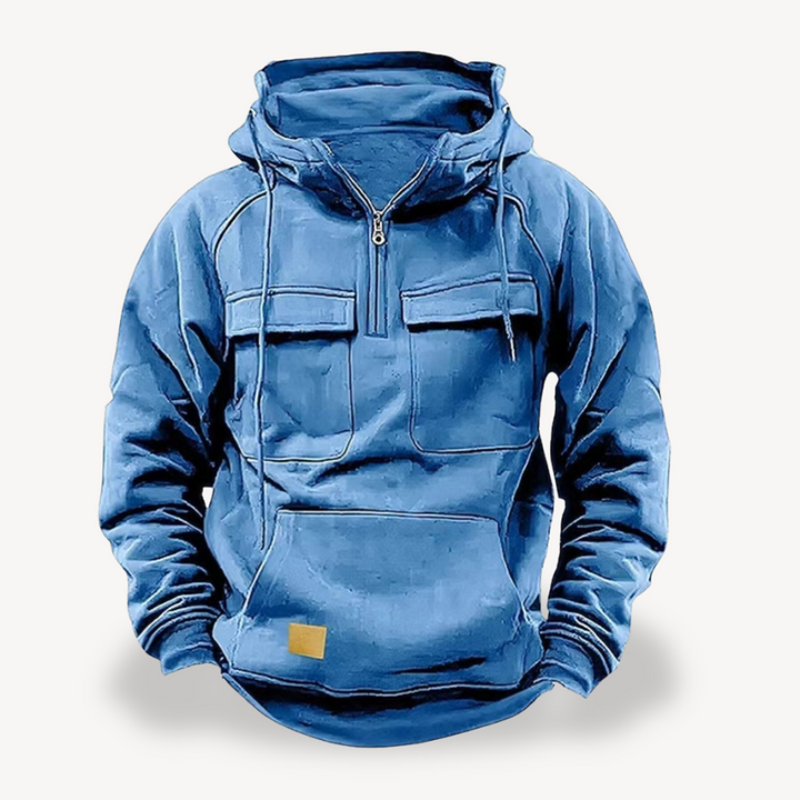 Mens Cargo Hoodie Fleece Material Relaxed Fit