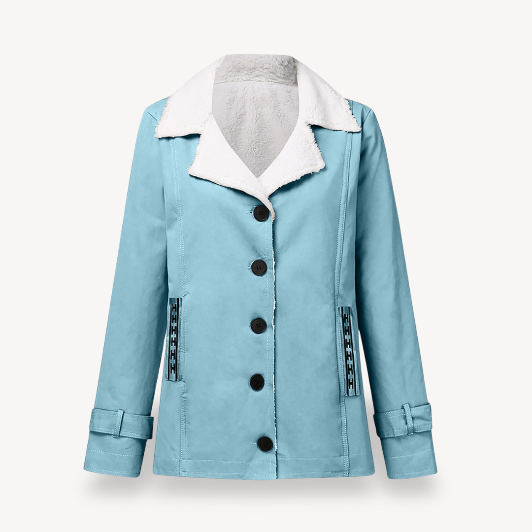 Womens Coat Fleece Lined Button Closure