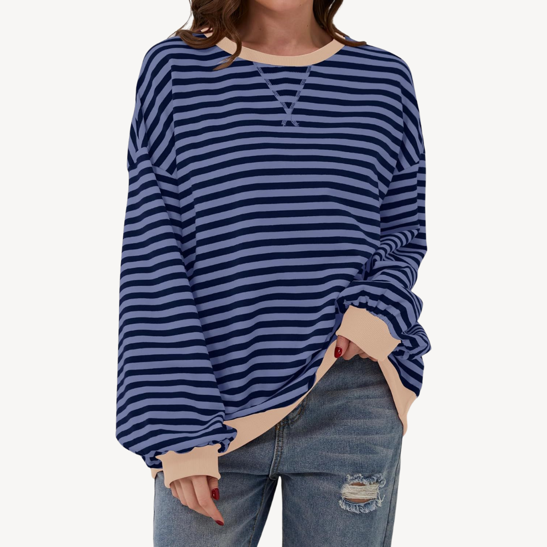 Womens Long Sleeve Top Striped Pattern