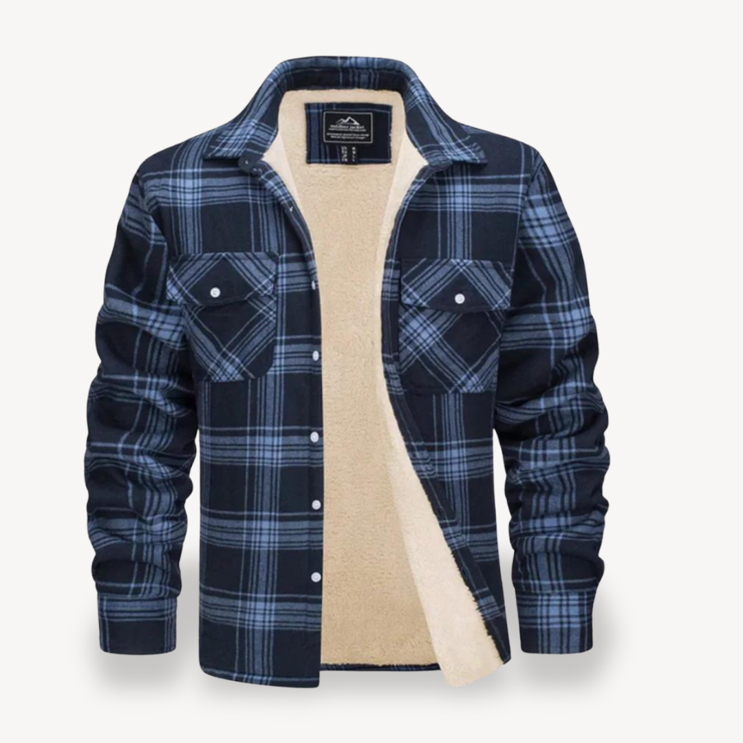 Mens Flannel Shirt with Sherpa Fleece Lining Relaxed Fit