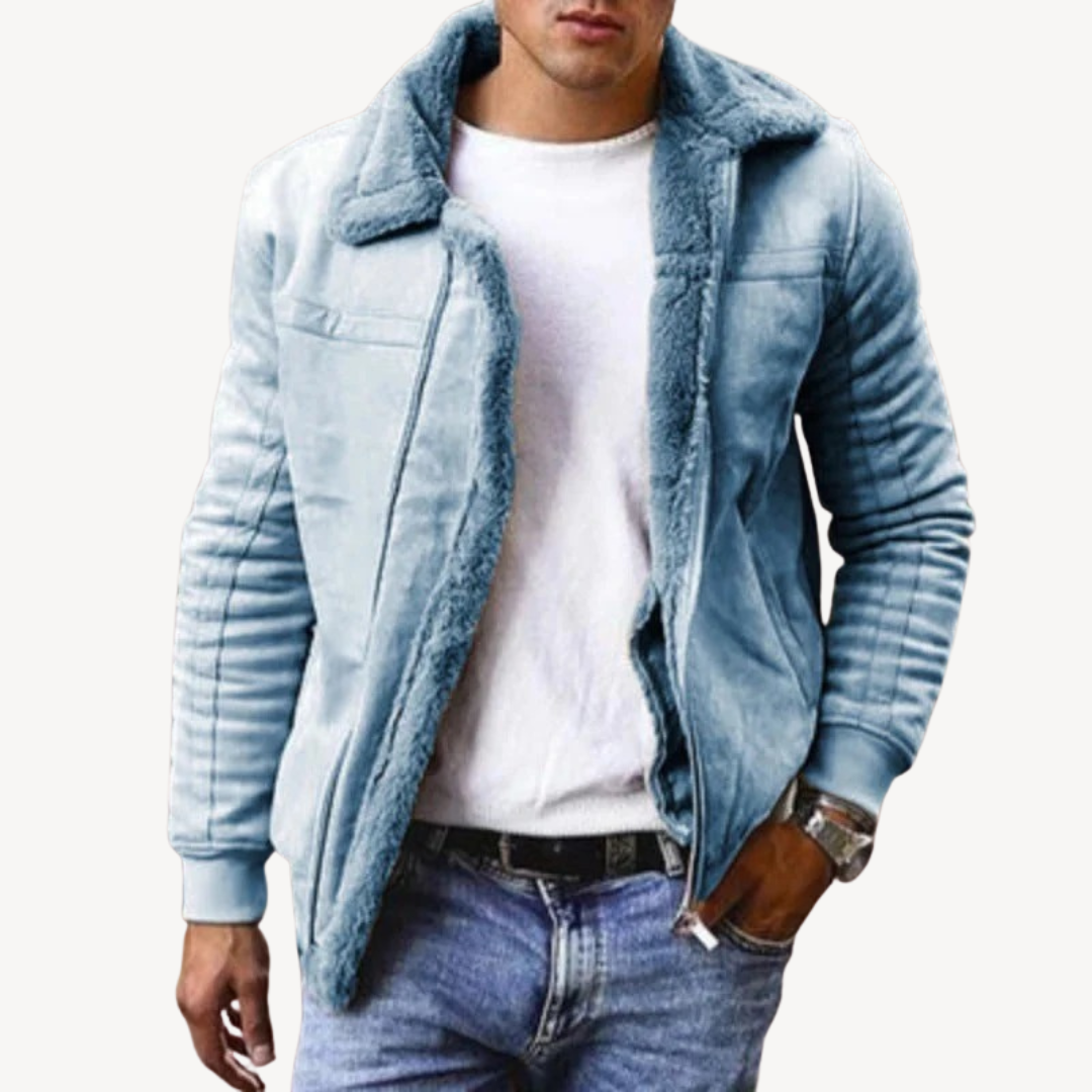 Mens Jacket Faux Shearling Relaxed Fit