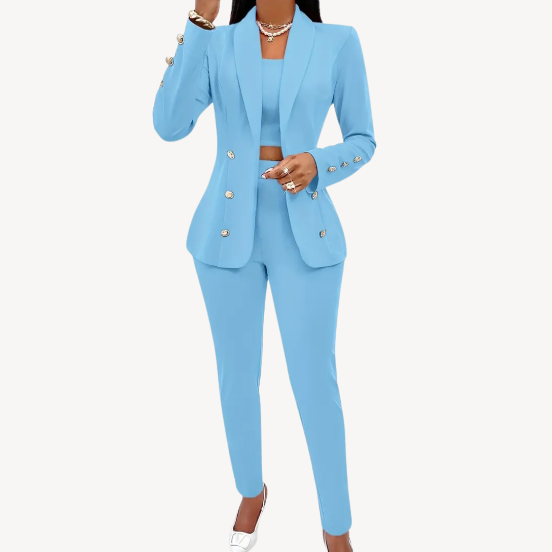Womens Tailored Blazer and Pant Set Structured Fit