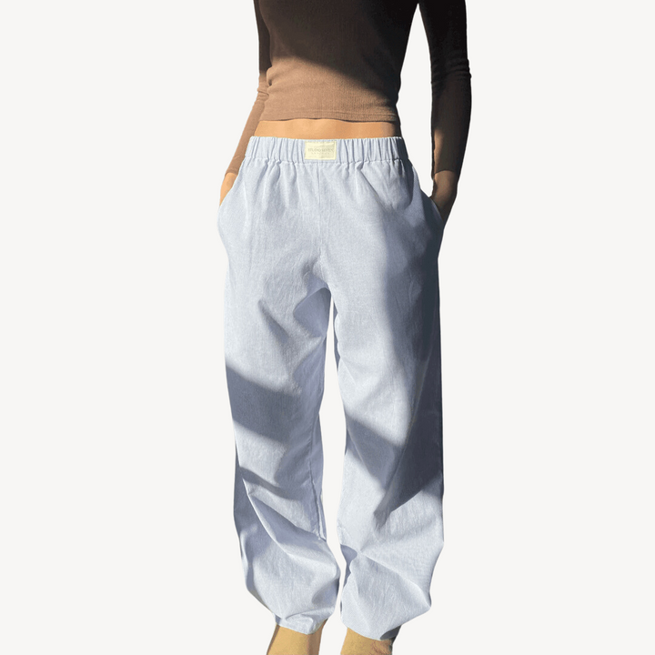 Womens Lounge Pants Linen Blend Relaxed Fit