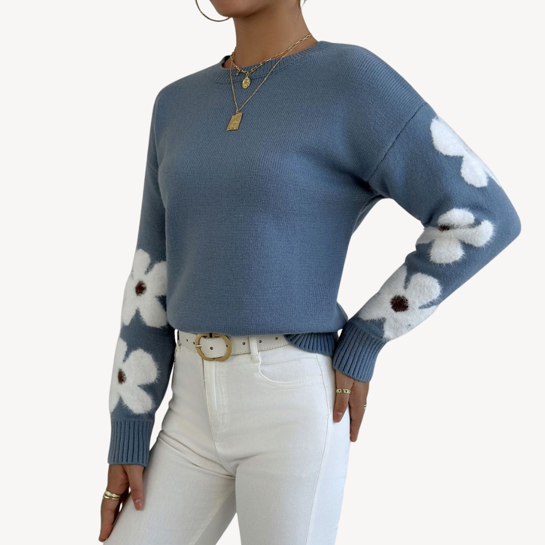 Womens Sweater with Floral Embroidery Regular Fit