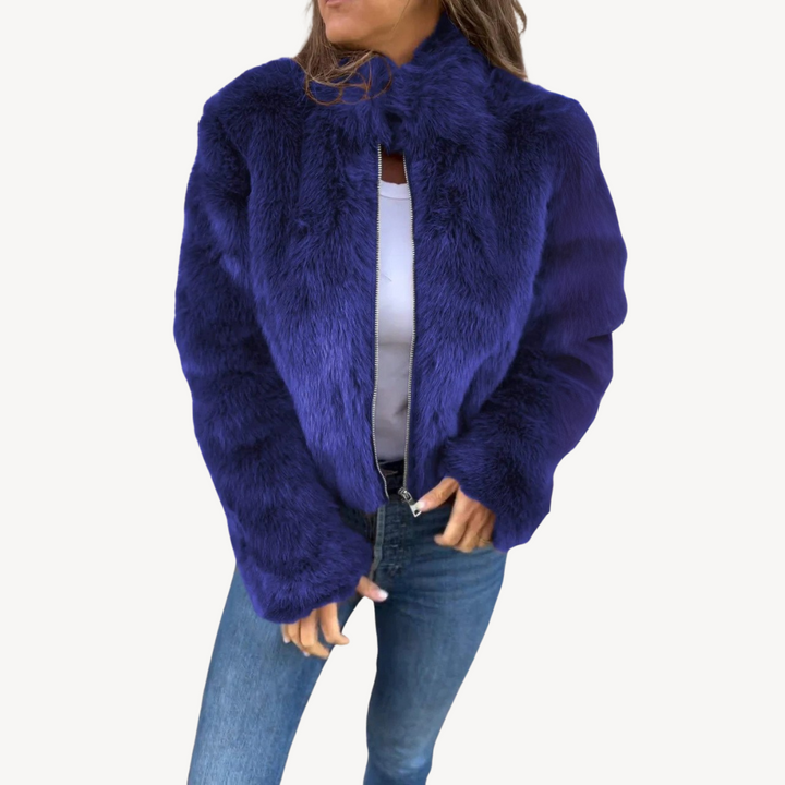 Womens Faux Fur Jacket Zip-Up Style