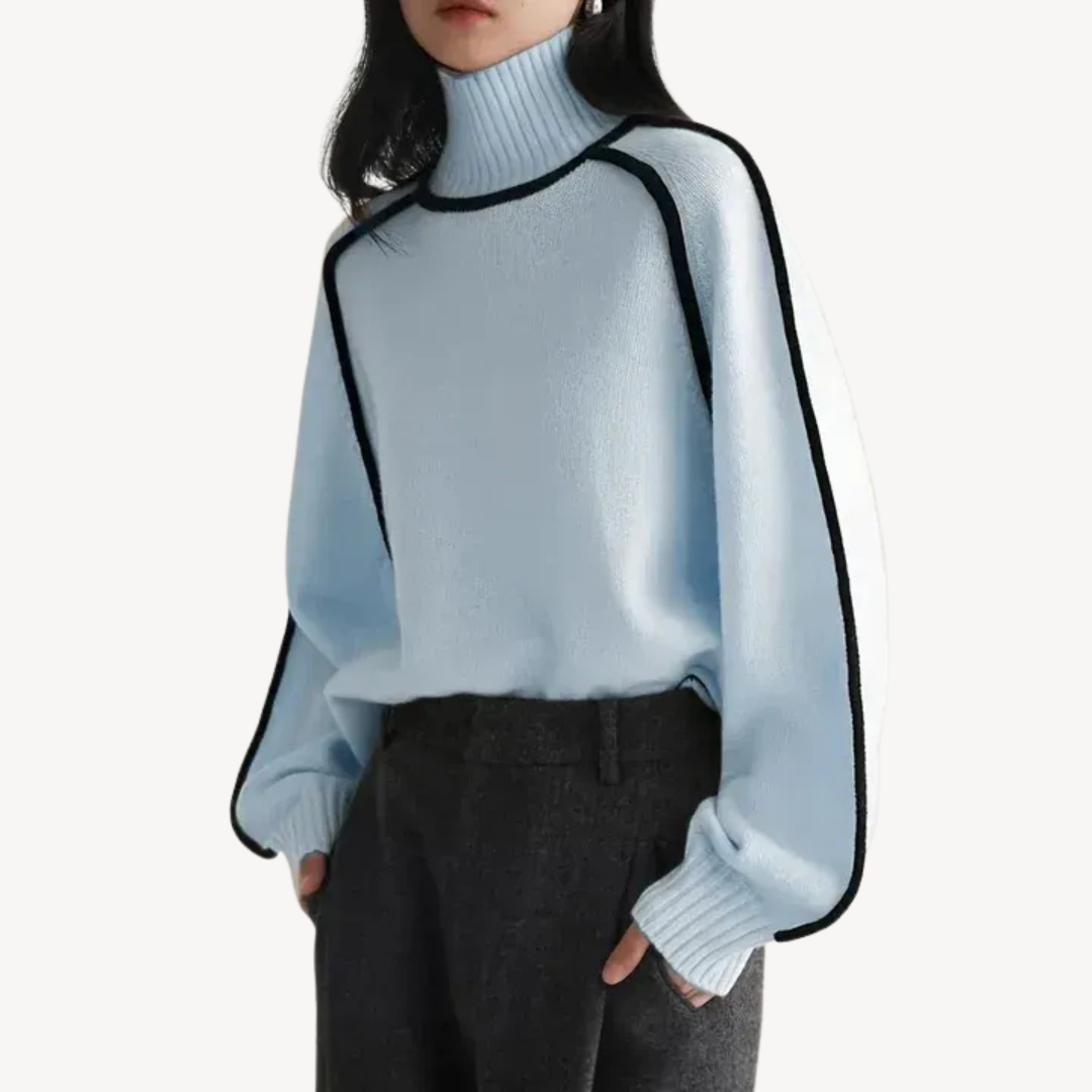 Womens Turtleneck Sweater Knit Patterned Slim Fit