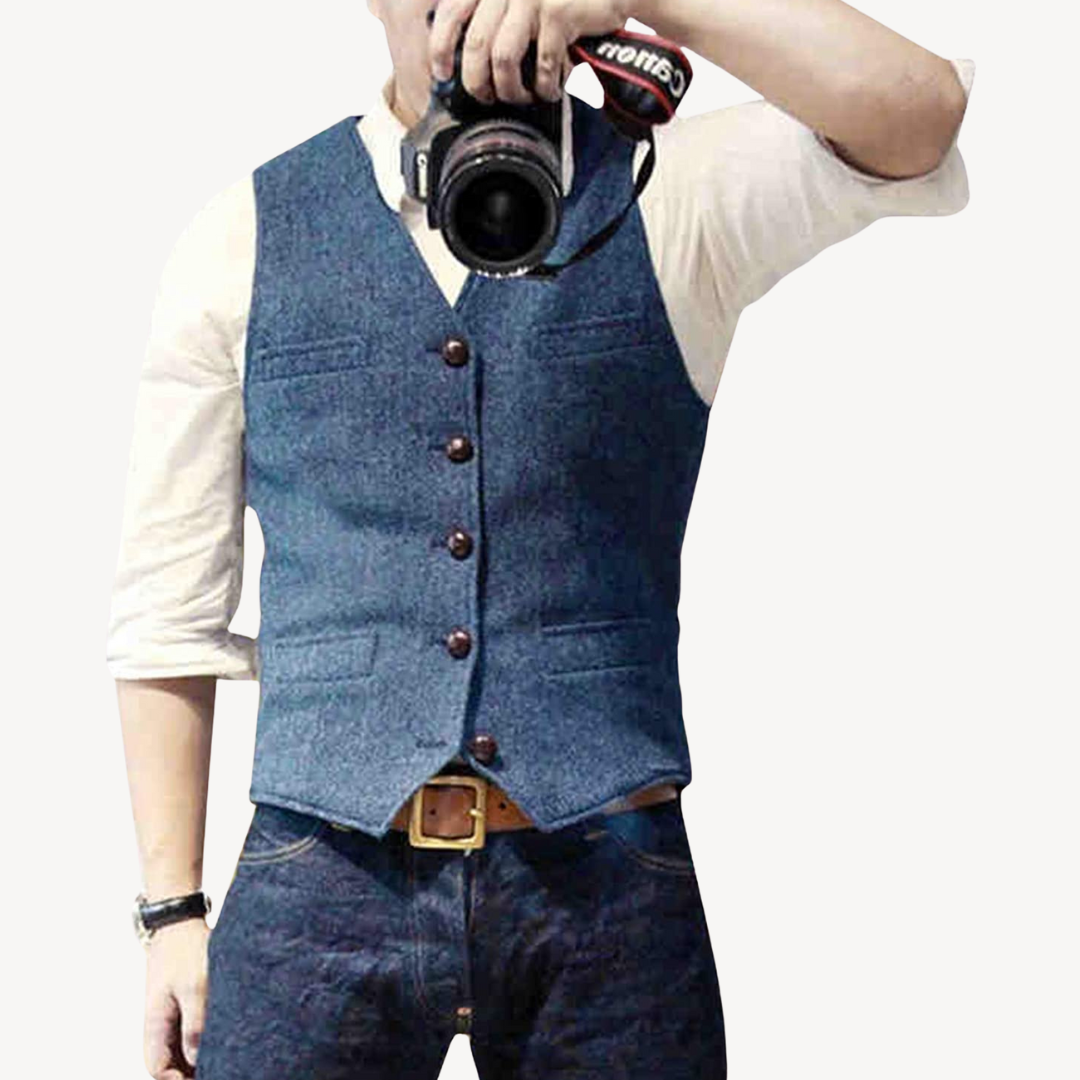 Mens Wool Vest Buttoned Front
