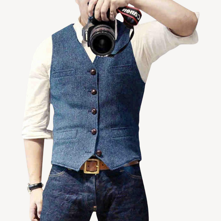 Mens Wool Vest Buttoned Front
