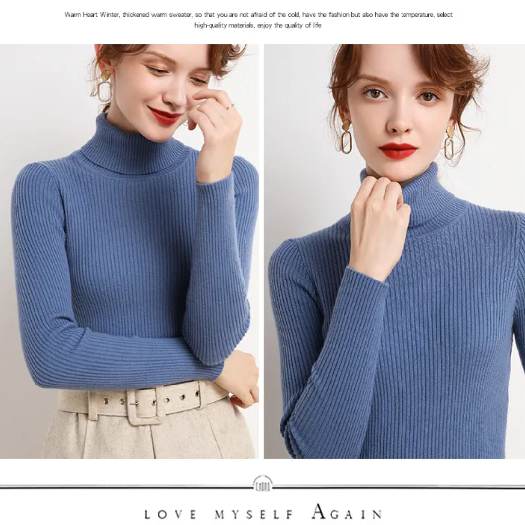 Womens Cashmere Turtleneck Sweater Winter-Ready Fit