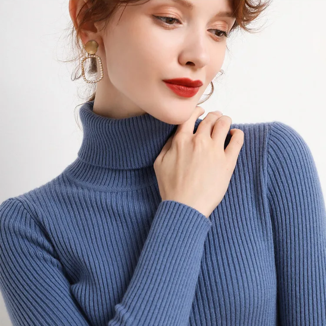 Womens Cashmere Turtleneck Sweater Winter-Ready Fit