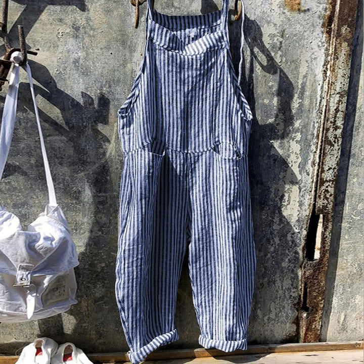 Womens Wide-Leg Jumpsuit Vintage Style Lightweight