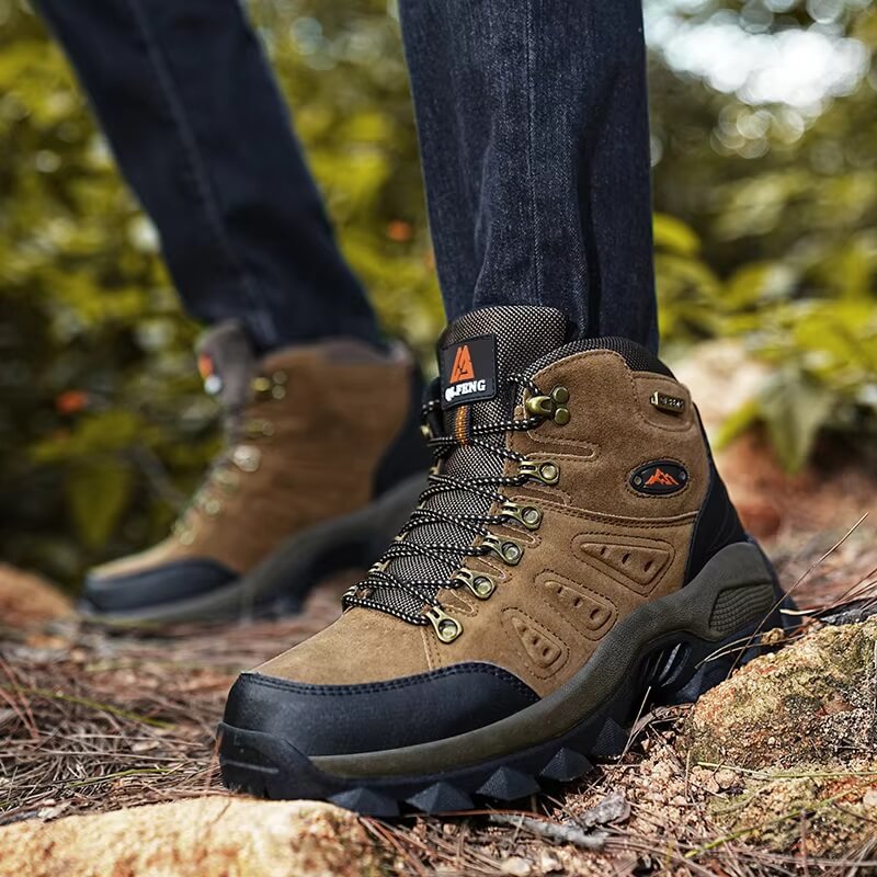 Mens Waterproof Leather Hiking Boots Outdoor