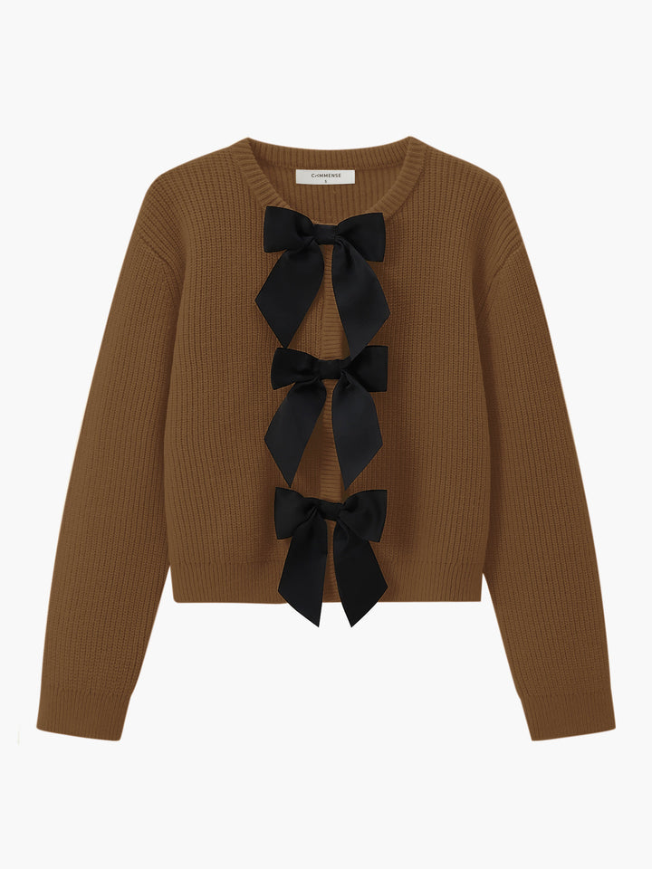 Womens Sweater with Bow Detail Relaxed Fit