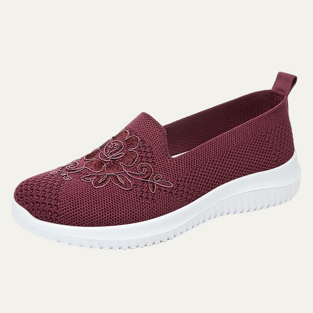Womens Knit Slip-On Walking Shoe Breathable Lightweight - BritishMode