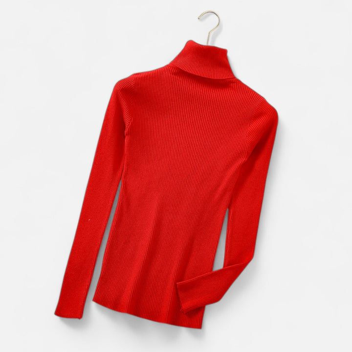 Womens Ribbed Knit Sweater Turtleneck Slim Fit
