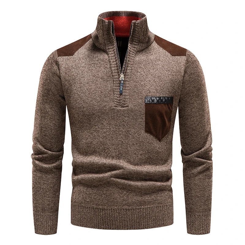 Unisex Cable Knit Zip Sweater Classic Fit