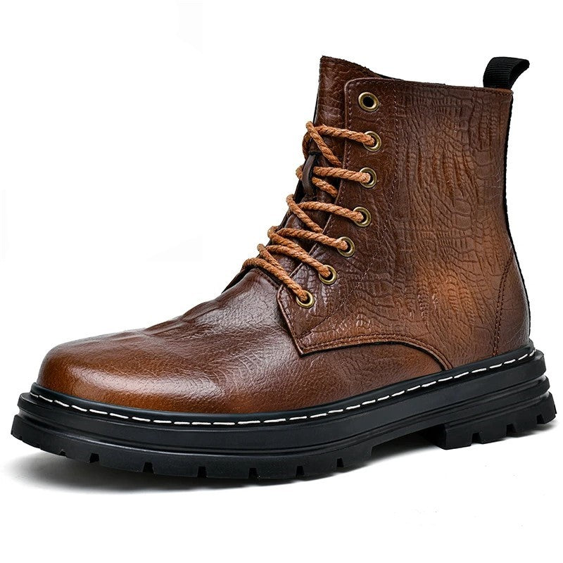 Womens Croco Embossed Winter Boots Leather Upper