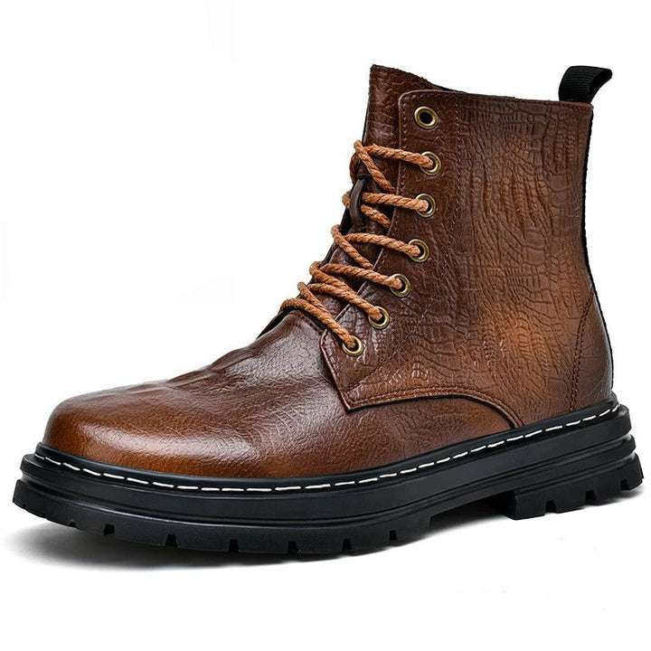 Womens Croco Embossed Winter Boots Leather Upper