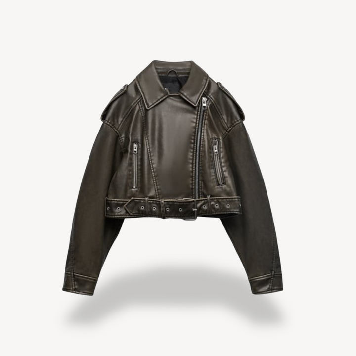 Womens Leather Biker Jacket Slim Fit