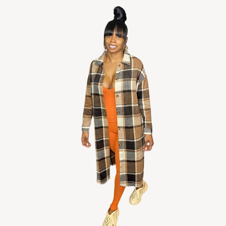Womens Shirt Dress Plaid Button-Up Relaxed Fit