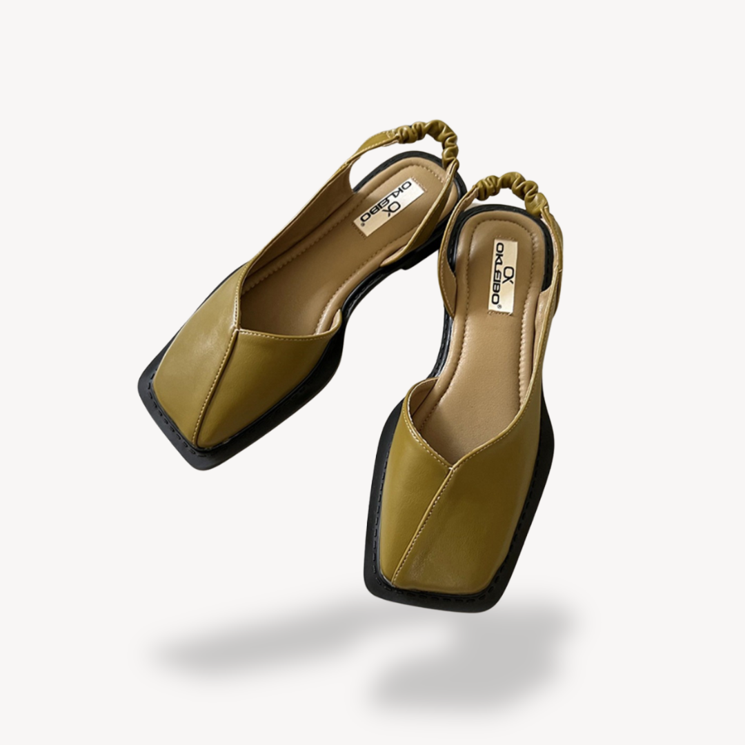 Womens Leather Sandals Square Toe