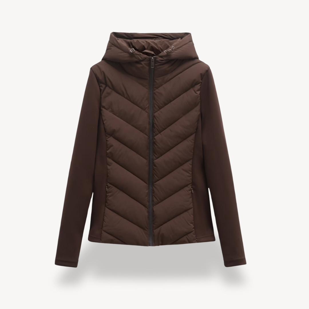 Womens Quilted Jacket Chevron Pattern Regular Fit - BritishMode