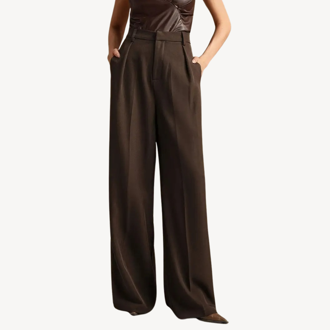 Womens High-Waisted Pleated Trousers Relaxed Fit