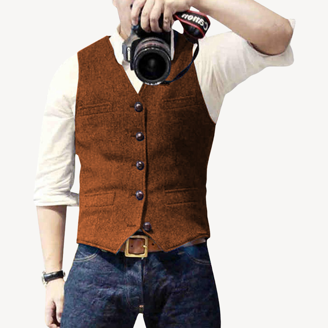 Mens Wool Vest Buttoned Front