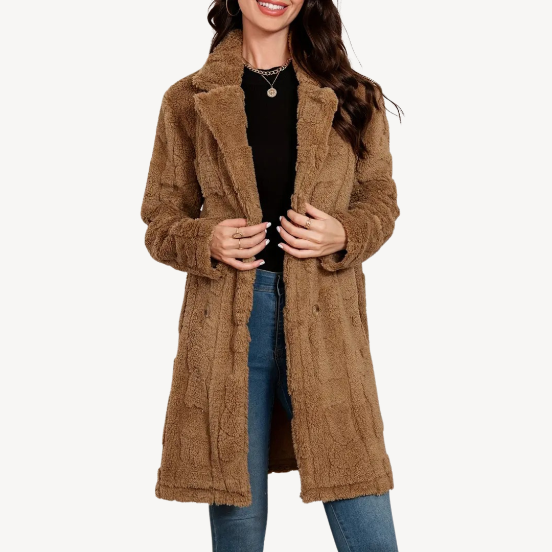 Womens Faux Fur Coat Double-Breasted Fit