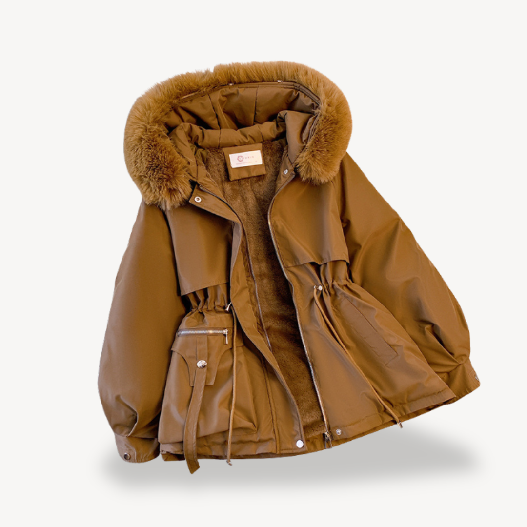 Womens Parka Jacket Faux Fur Lining Relaxed Fit