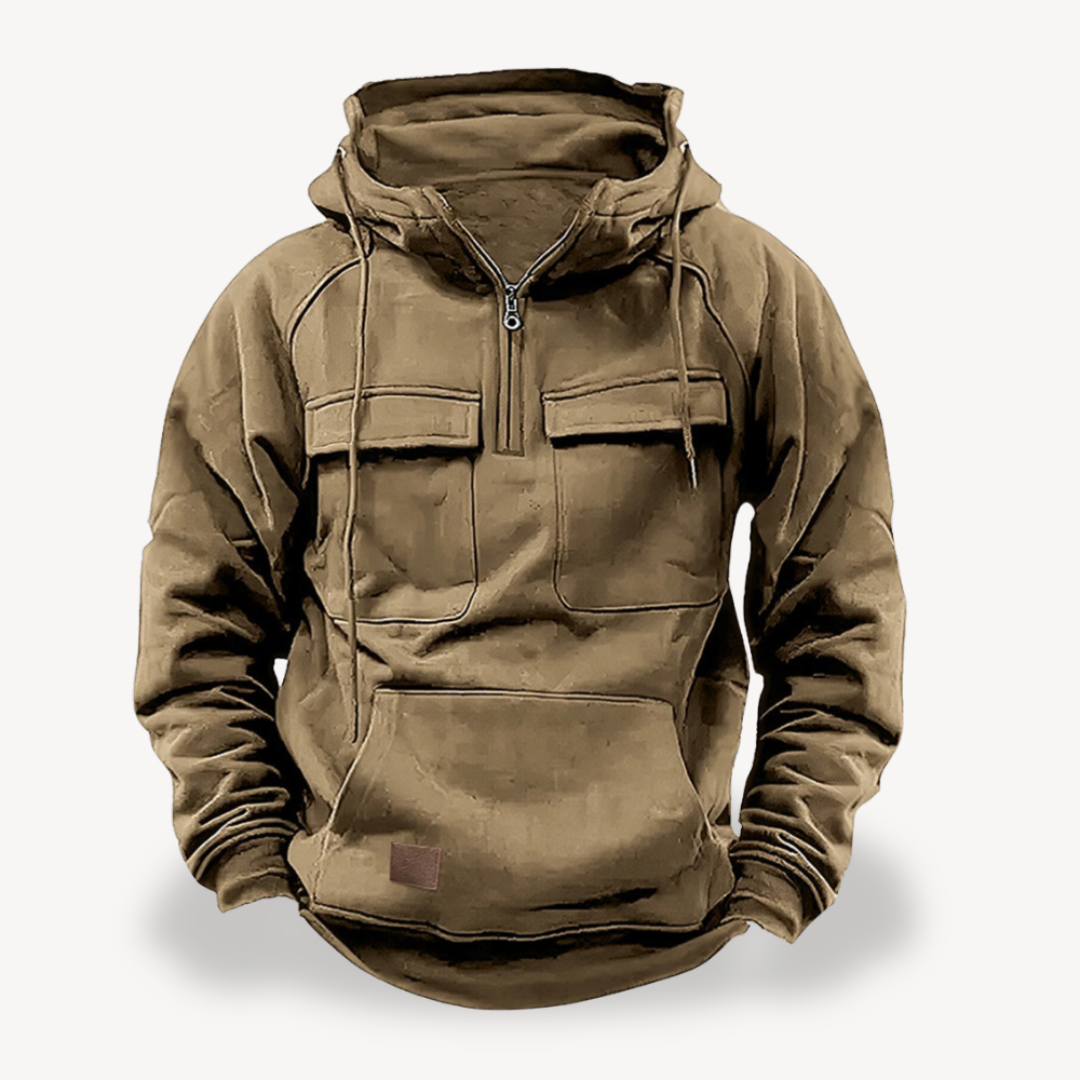 Mens Cargo Hoodie Fleece Material Relaxed Fit