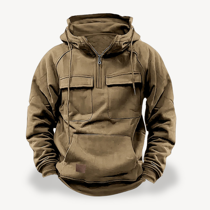 Mens Cargo Hoodie Fleece Material Relaxed Fit