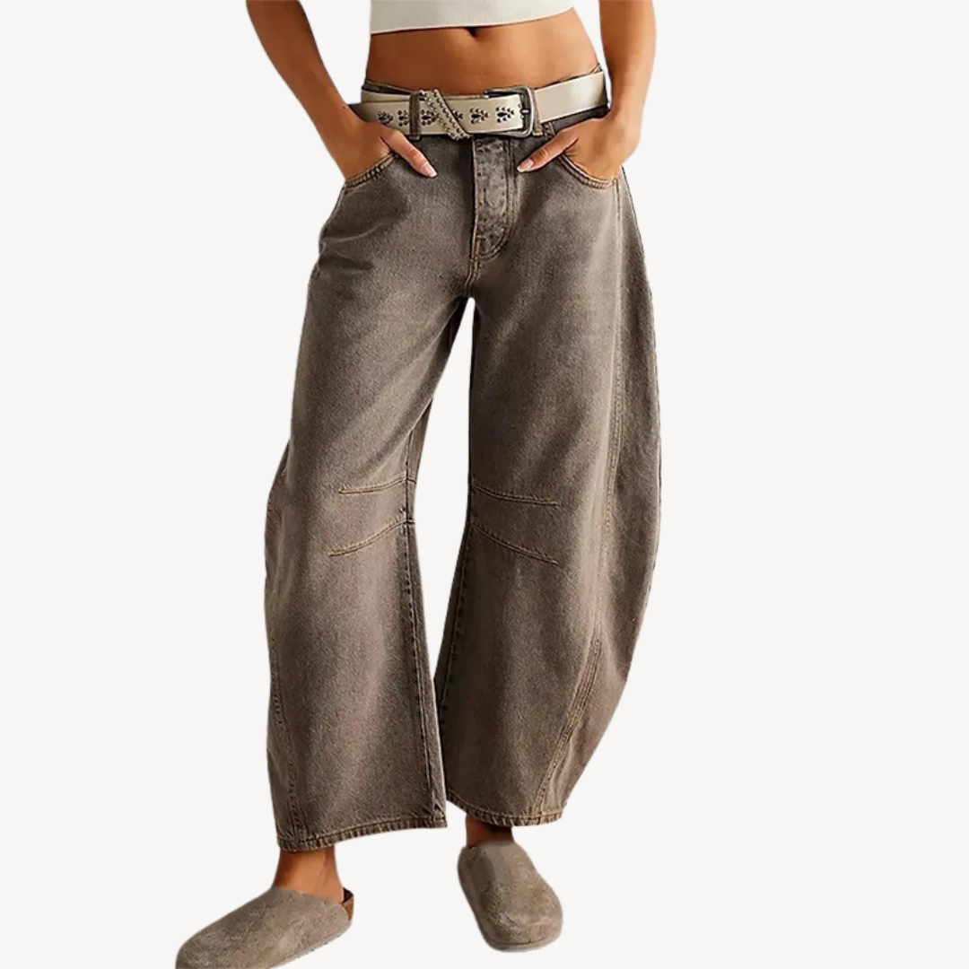 Womens Denim Pants Wide-Leg Relaxed Fit