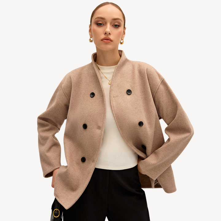 Womens Wool Coat Double-Breasted Tailored Fit - BritishMode