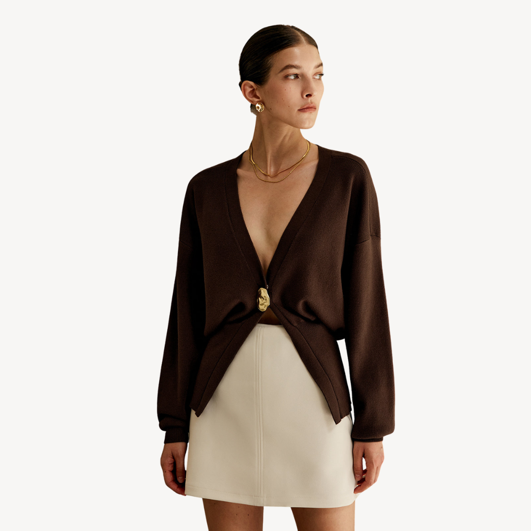 Womens Knit Cardigan Sweater V-Neck - BritishMode