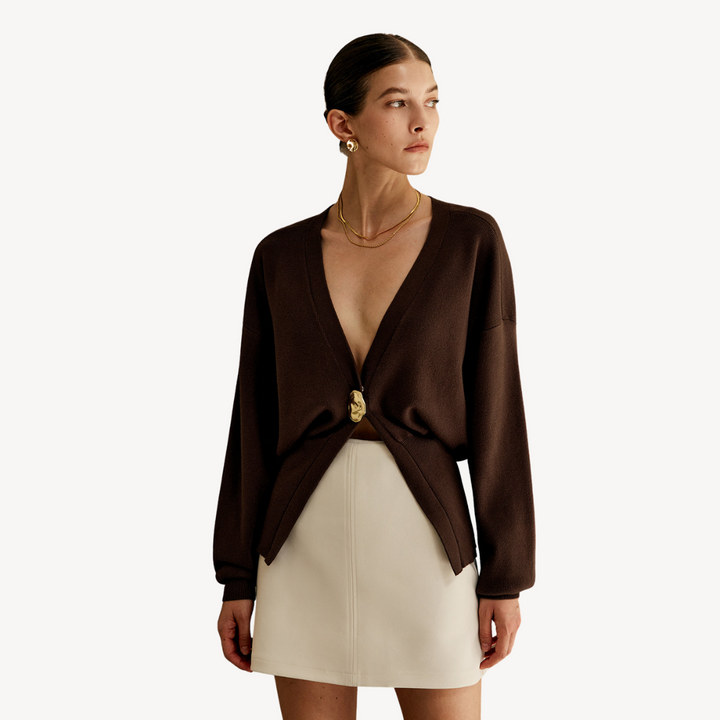Womens Knit Cardigan Sweater V-Neck - BritishMode
