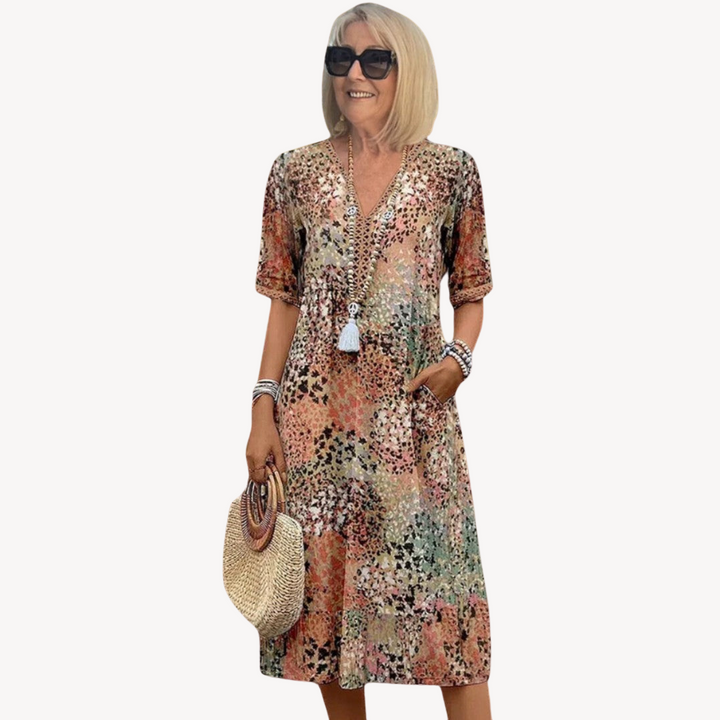 Womens Midi Dress Boho Flowy Tiered Style